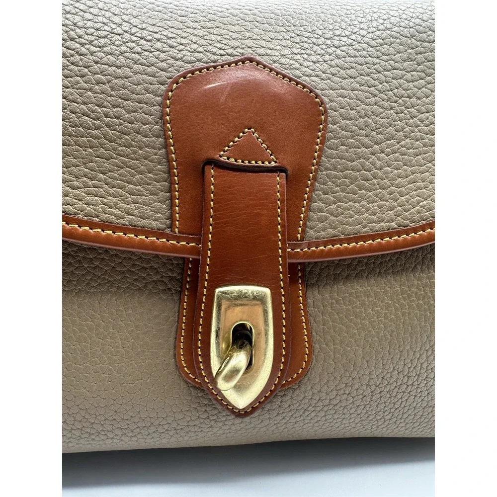Vintage Dooney & Bourke All-Weather Leather Shoulder Bag - Tan & Brown